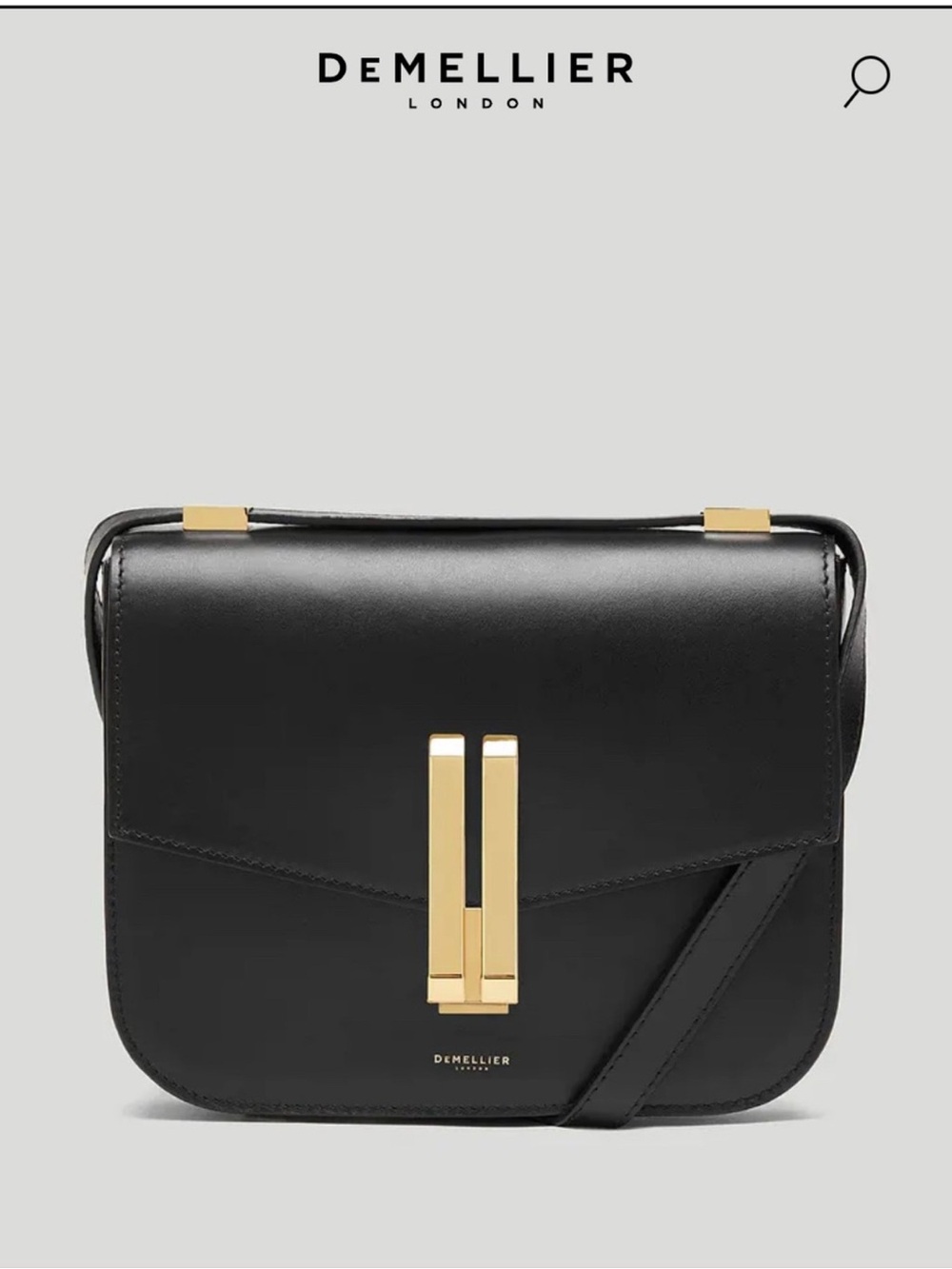DeMellier Black Leather Mini Crossbody Bag with Gold Hardware Vancouver